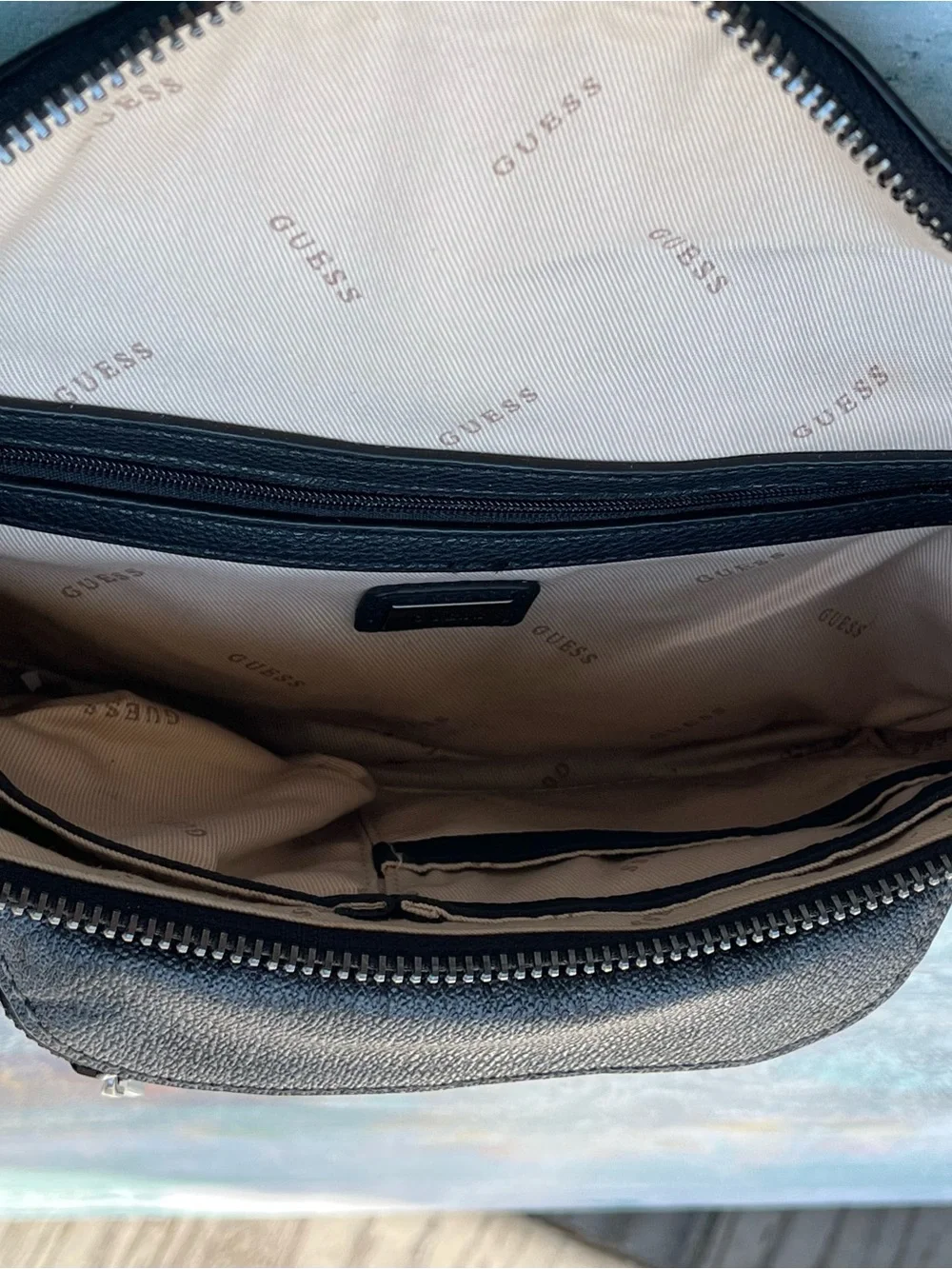 GUESS Manhattan Belt Bag Fanny Pack Sling Bag Charcoal 4G Monogram Logo